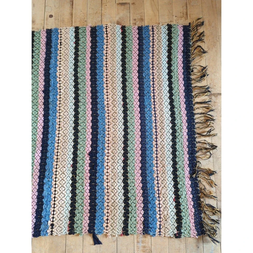 Antique Imported‎ Swedish Hand Made Rag Rug Runner (31